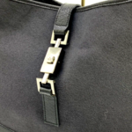 Gucci Shoulder Bag Purse Felt fabric Leather Charcoal Gray Medium Authentic