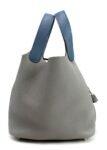 Hermes Gris Mouette & Bleu Agate Clemence Picotin Lock 18 PHW
