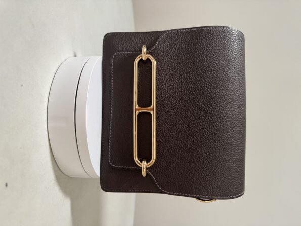 Hermes Mini Roulis in Ebene Barenia Leather with Gold Hardware