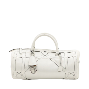 Christian Dior Leather Boston Bag White