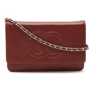 Wallet Chanel Coco Mark Caviar Skin Chain Shoulder Bag Diagonal Leather Bordeaux