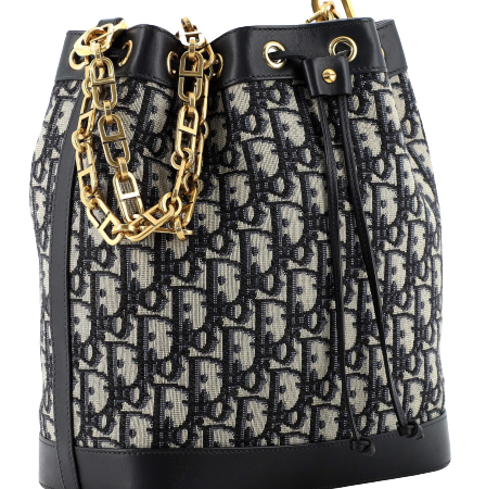 Dior Oblique Drawstring Chain Large Bucket Bag
