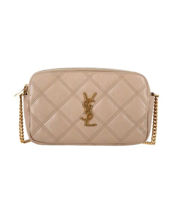 Saint Laurent Beige Becky Double Zip Shoulder Bag