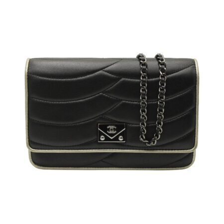 Chanel Pagoda Flap Square Mini Bag in Black and White Scallop Quilted Leather