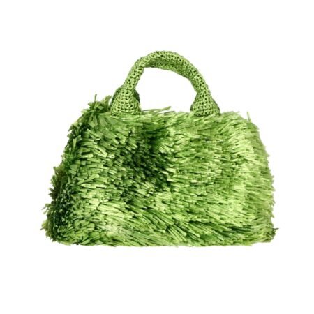 Prada Green Raffia Grass Tope Handle/Tote Bag