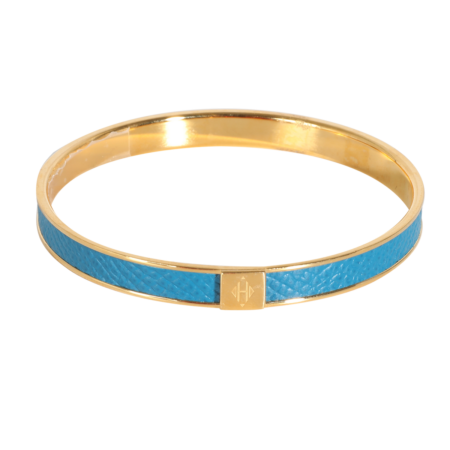 HERMÈS Kawaii Blue Leather Gold Plated Bracelet