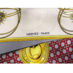 25Hermes – Grey & Red Carriage Print Scarf