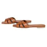 Yves Saint Laurent – Tan Tribute Woven Leather Slides Sz 8.5