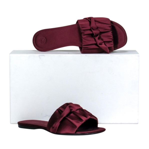 The Row - Oxblood Satin "Ellen" Slide Sandals Sz 7