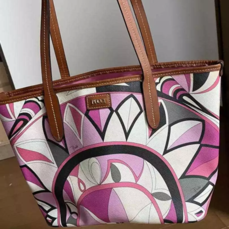 Emilio Pucci Tote Bag Pink Multicolor Stylish Large Capacity Women's Used Japan