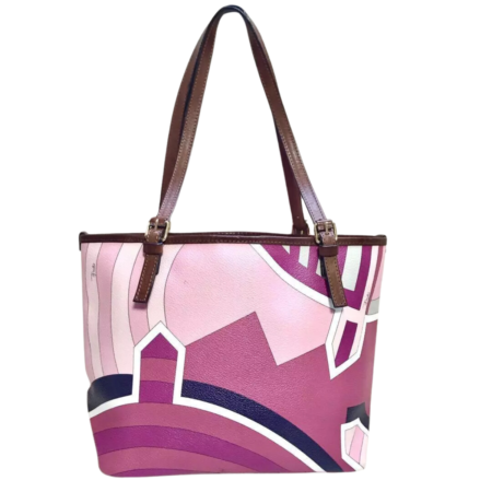 Emilio Pucci Coated Canvas Pink Way Vintage Shoulder Tote Bag From Japan