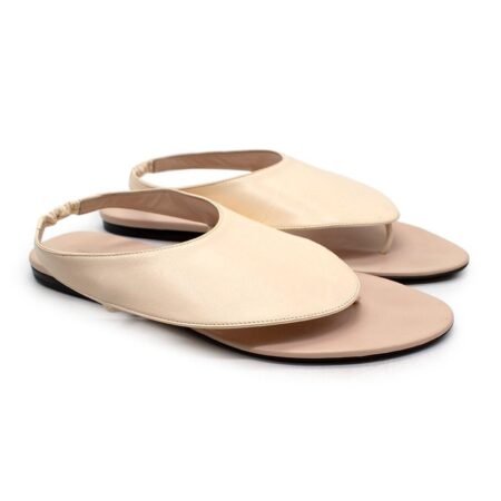 Ravello Cream Leather Flat Thong Sandals