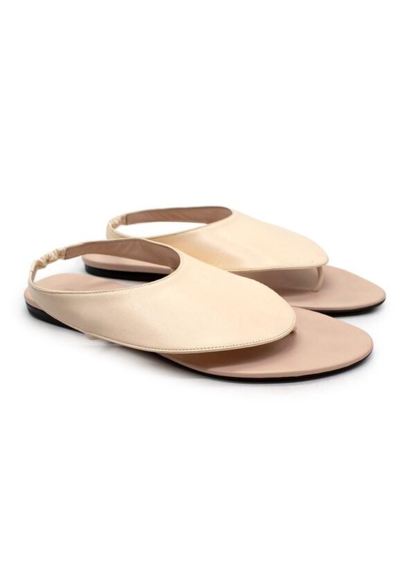 Ravello Cream Leather Flat Thong Sandals