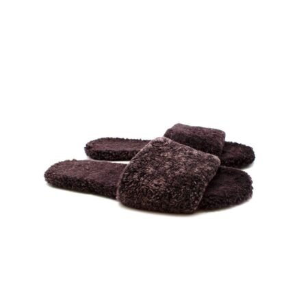 The row brown shearling slides 41
