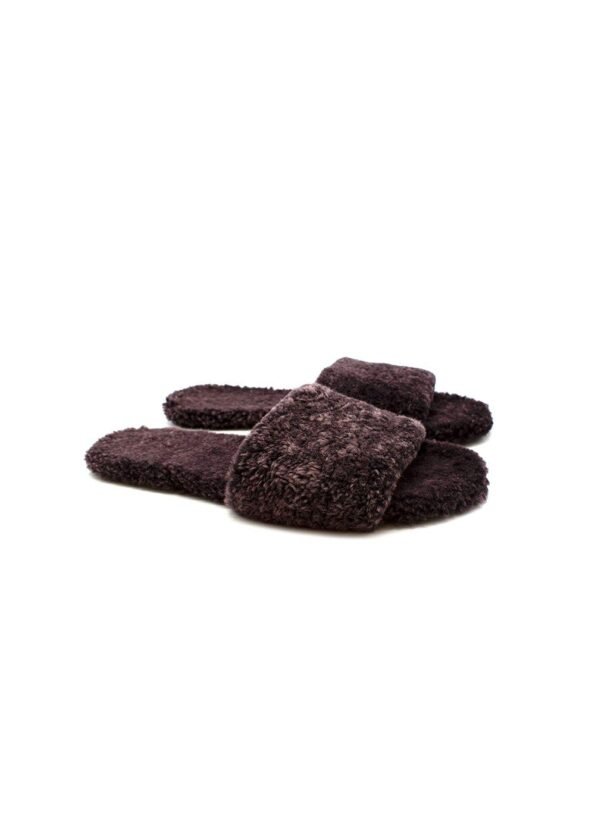 The row brown shearling slides 41