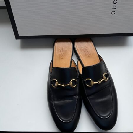 Gucci Black Leather Princetown Slippers Size 36.5