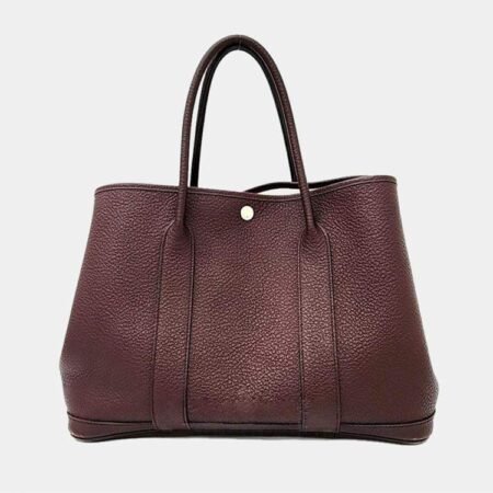 Hermes Burgundy Leather Garden Party 36