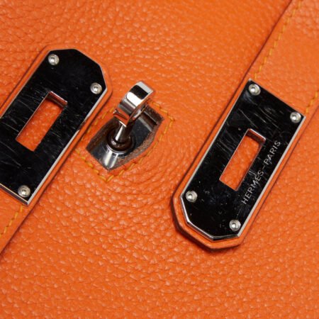 Hermes Orange/Jaune Taurillon Clemence Leather Palladium Finish Jypsiere 34 Bag