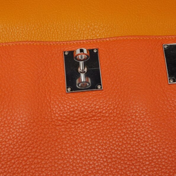 Hermes Orange/Jaune Taurillon Clemence Leather Palladium Finish Jypsiere 34 Bag