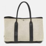 Hermes Beige/Black Toile And Negonda Leather Garden Party 36 Bag