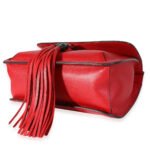 GUCCI Red Pebbled Calfskin Medium Bamboo Daily Flap Shoulder Bag