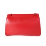 GUCCI Red Pebbled Calfskin Medium Bamboo Daily Flap Shoulder Bag