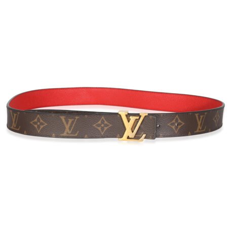 LOUIS VUITTON Coquelicot Monogram Canvas Reversible LV Initiales Belt 30mm 90/36