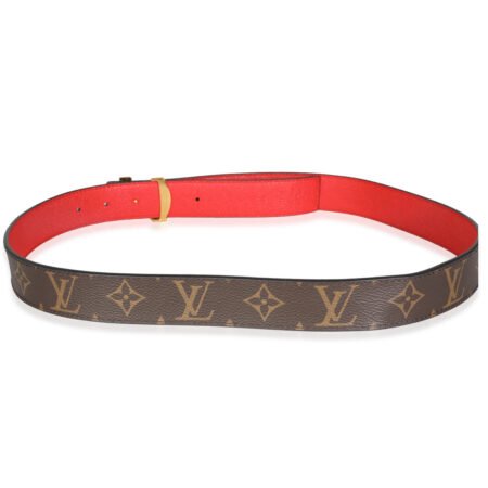 LOUIS VUITTON Coquelicot Monogram Canvas Reversible LV Initiales Belt 30mm 90/36