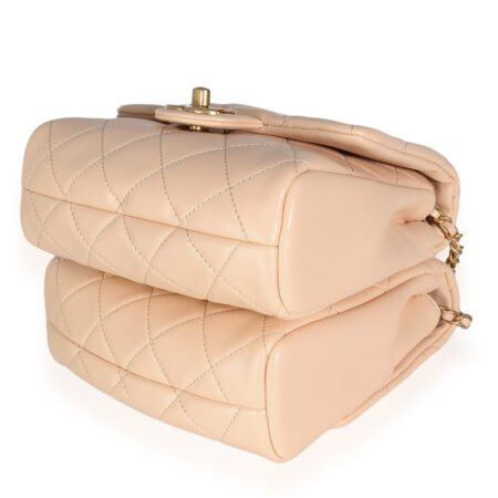 CHANEL 19S Beige Quilted Lambskin Side Packs