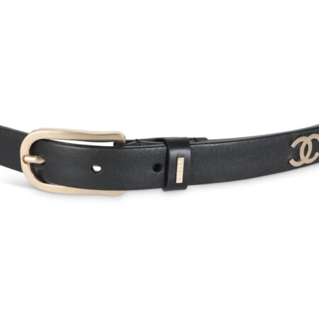 CHANEL B15 Black Calfskin CC Buckle Belt