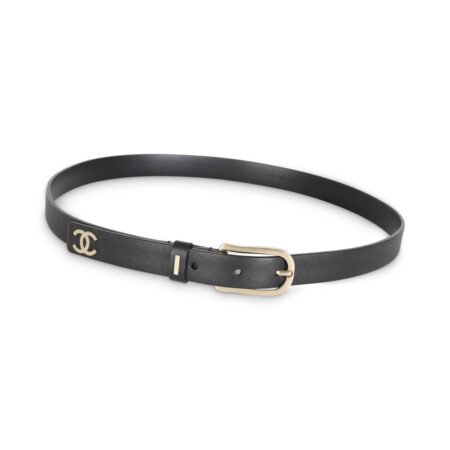 CHANEL B15 Black Calfskin CC Buckle Belt