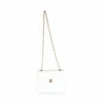 CHANEL 24K White Caviar Trapezoid Flap Bag