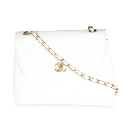 CHANEL 24K White Caviar Trapezoid Flap Bag