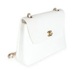 CHANEL 24K White Caviar Trapezoid Flap Bag