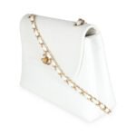 CHANEL 24K White Caviar Trapezoid Flap Bag