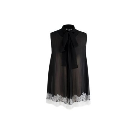 MCQ black silk chiffon lace trimmed blouse