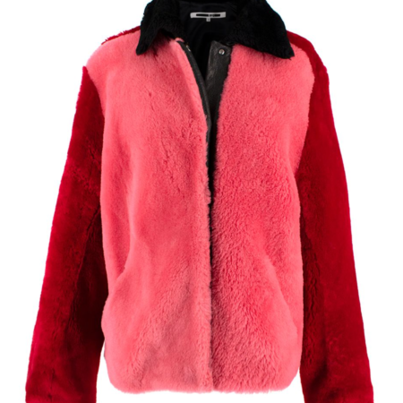 MCQ Red & Pink Shearling Zip Jacket