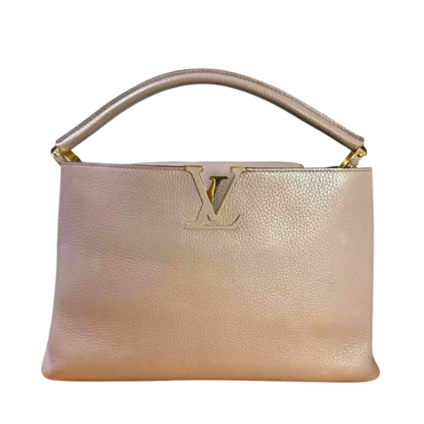 Louis Vuitton Capucines MM Handbag Taurillon Leather LV Beige Authentic