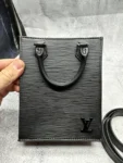 Louis Vuitton Petit Sac Plat Bag Epi Leather Black